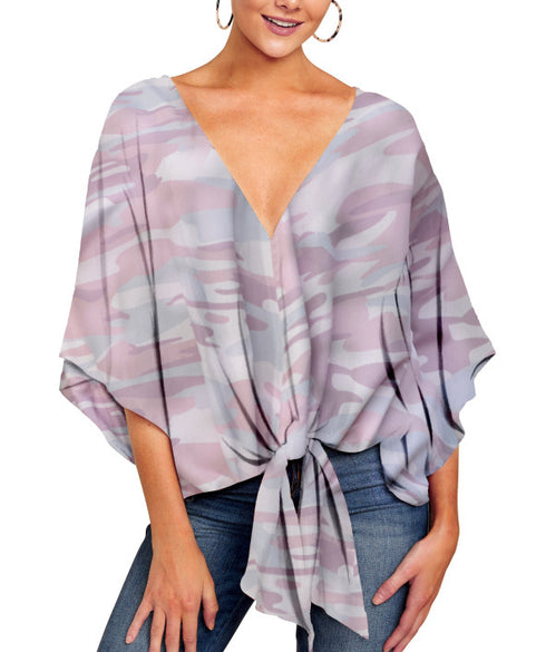 Women's Leopard Print Floral Tie Front Shirt